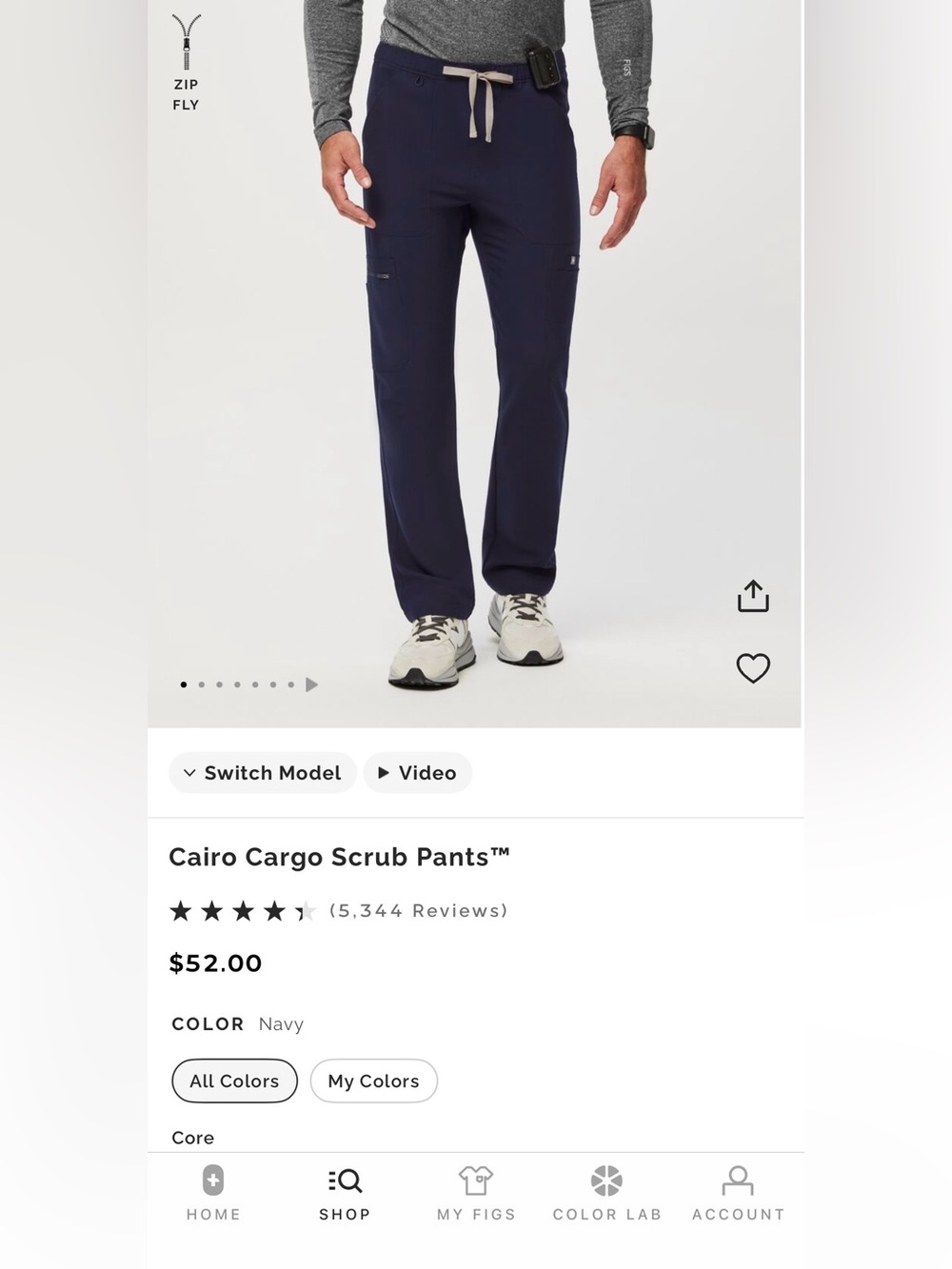 Figs Cairo Cargo Pants - Navy with Contrast Drawstring